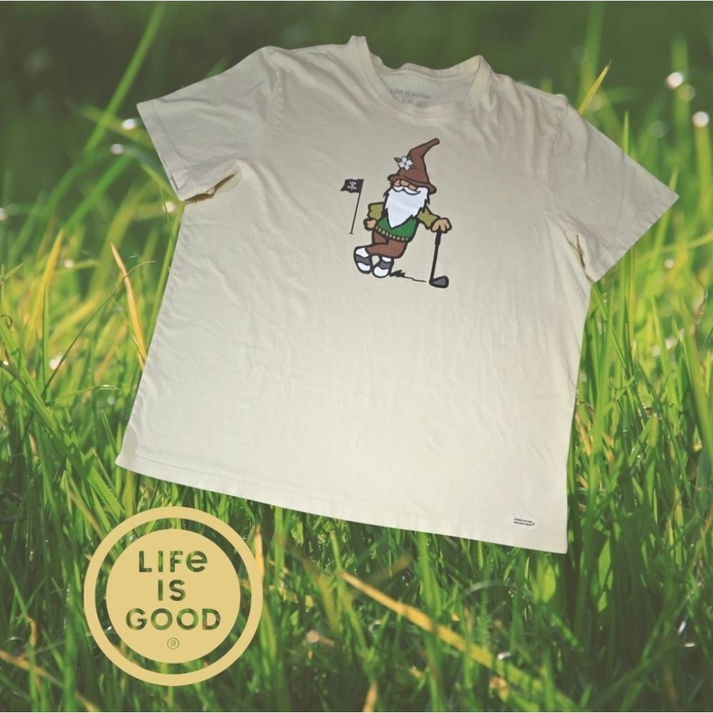 Life‎ Is Good Men's Golfing Gnome S/s Crusher Tee Cream XXL